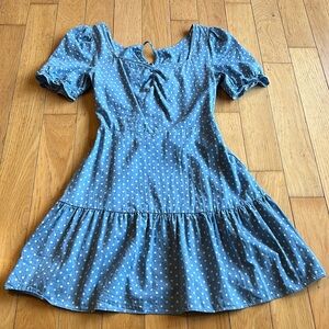 Blue and white polka dot dress XS